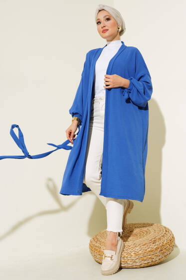 Kolları Bağcıklı Ayrobin Hırka İndigo - Yılın Fırsatı