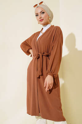 Kolları Bağcıklı Ayrobin Hırka Kestane - Yılın Fırsatı