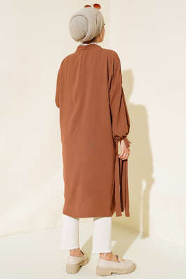 Kolları Bağcıklı Ayrobin Hırka Kestane - Yılın Fırsatı