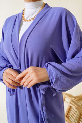 Kolları Bağcıklı Ayrobin Hırka Lila - Yılın Fırsatı