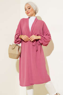 Kolları Bağcıklı Ayrobin Hırka Magenta - Yılın Fırsatı