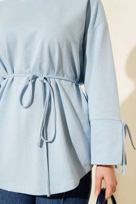 Kolları Bağcıklı İki İpli Tunik Bebe Mavi - Tunik