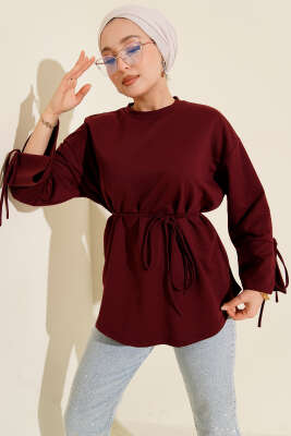 Kolları Bağcıklı İki İpli Tunik Bordo 