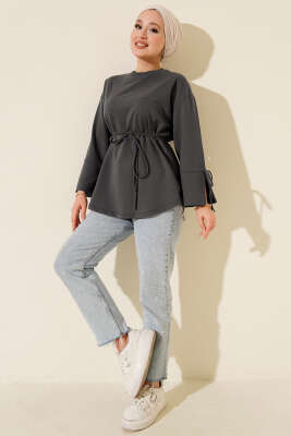 Kolları Bağcıklı İki İpli Tunik Füme - Yılın Fırsatı