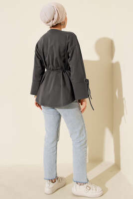 Kolları Bağcıklı İki İpli Tunik Füme - Yılın Fırsatı