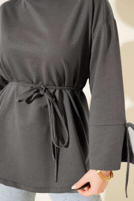 Kolları Bağcıklı İki İpli Tunik Füme - Yılın Fırsatı