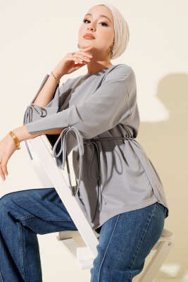 Kolları Bağcıklı İki İpli Tunik Kayrak Grisi 