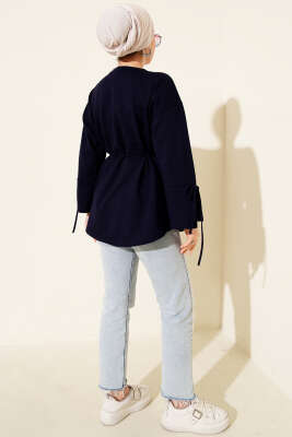 Kolları Bağcıklı İki İpli Tunik Lacivert - Tunik