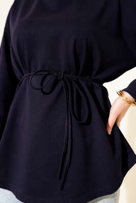 Kolları Bağcıklı İki İpli Tunik Lacivert - Tunik