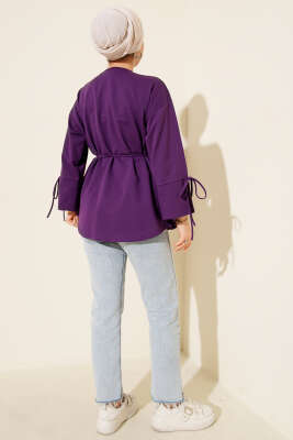 Kolları Bağcıklı İki İpli Tunik Mor - Yılın Fırsatı