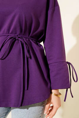 Kolları Bağcıklı İki İpli Tunik Mor - Yılın Fırsatı