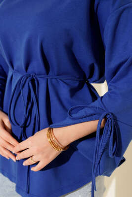 Kolları Bağcıklı İki İpli Tunik Saks - Yılın Fırsatı