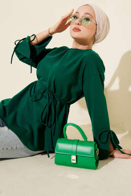 Kolları Bağcıklı İki İpli Tunik Zümrüt - ELFİDA TEKSTİL