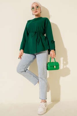 Kolları Bağcıklı İki İpli Tunik Zümrüt - Yılın Fırsatı