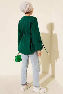 Kolları Bağcıklı İki İpli Tunik Zümrüt - Yılın Fırsatı