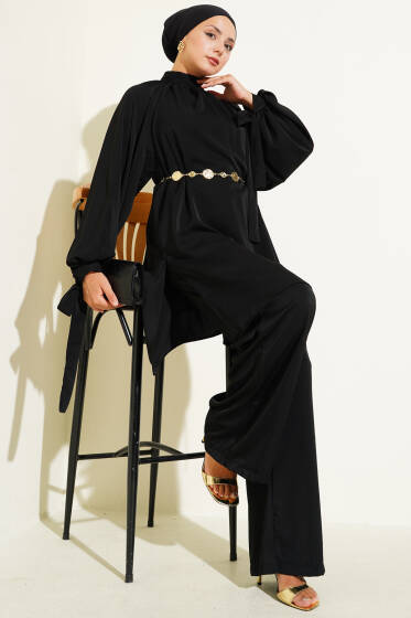 Kolları Bağlamalı İkili Takım Siyah - İkili Takım