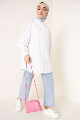 Kolları Fırfır Detaylı Gömlek Beyaz - ÇOK SATANLAR