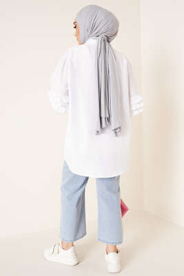 Kolları Fırfır Detaylı Gömlek Beyaz - ÇOK SATANLAR