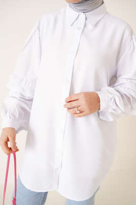 Kolları Fırfır Detaylı Gömlek Beyaz - ÇOK SATANLAR