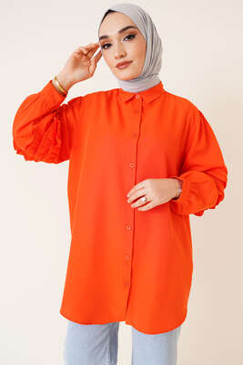 Kolları Fırfır Detaylı Gömlek Oranj - Gömlek