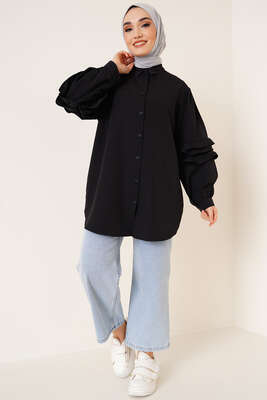 Kolları Fırfır Detaylı Gömlek Siyah - ÇOK SATANLAR