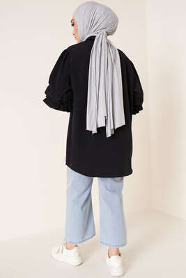 Kolları Fırfır Detaylı Gömlek Siyah - ÇOK SATANLAR