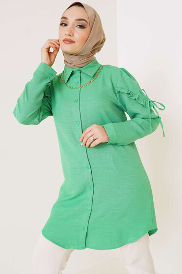 Kolları Fırfırlı İp Bağlamalı Gömlek Benetton - Gömlek