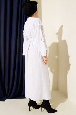 Kolları Fiyonk Detaylı Selanik Elbise Gri - Elbise