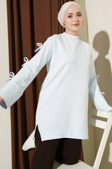 Kolları Fiyonk Detaylı Tunik Bebe Mavi - Tunik