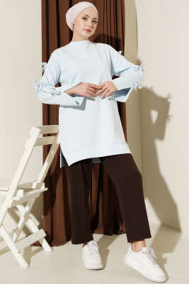 Kolları Fiyonk Detaylı Tunik Bebe Mavi - Tunik