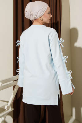 Kolları Fiyonk Detaylı Tunik Bebe Mavi - Tunik