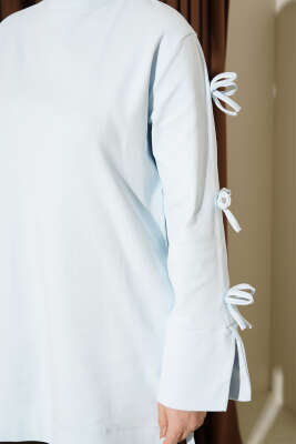 Kolları Fiyonk Detaylı Tunik Bebe Mavi - Tunik