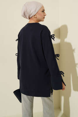 Kolları Fiyonk Detaylı Tunik Lacivert - Tunik