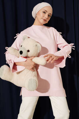 Kolları Fiyonk Detaylı Tunik Pembe - DESTİNA