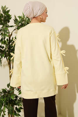 Kolları Fiyonk Detaylı Tunik Sarı - Tunik