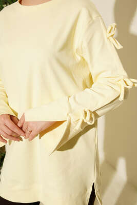 Kolları Fiyonk Detaylı Tunik Sarı - Tunik