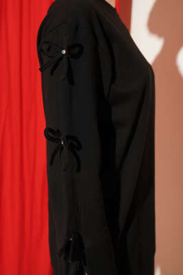 Kolları Fiyonk Detaylı Tunik Siyah - Tunik