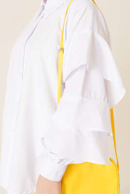 Kolları Kat Kat Gömlek Beyaz - Gömlek