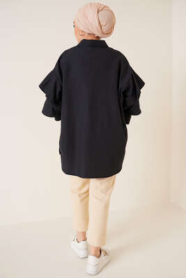 Kolları Kat Kat Gömlek Siyah - Gömlek