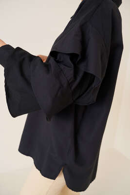 Kolları Kat Kat Gömlek Siyah - Gömlek