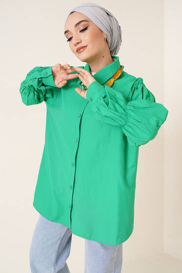 Kolları Lastikli Oversize Gömlek Benetton - Gömlek