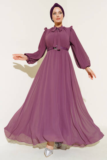 	 Kolları Piliseli Elbise Galibarda - Elbise