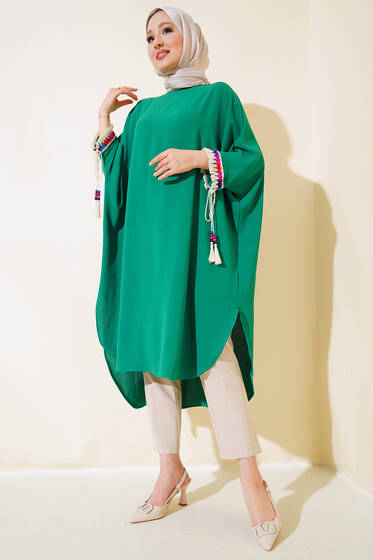 Kolları Püsküllü Yarasa Kol Tunik Benetton - Tunik