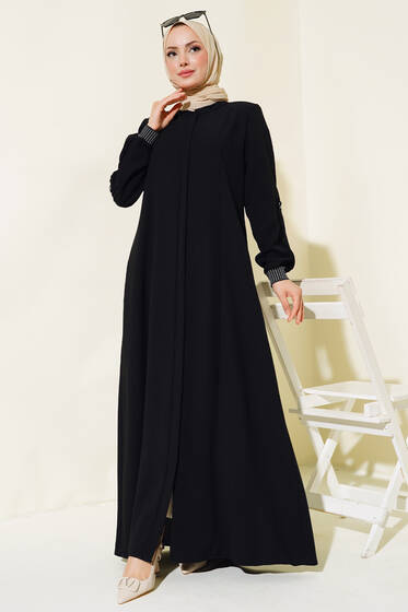 Kolları Simli Ferace Siyah - Ferace