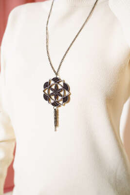 Kolları Taş Detaylı Triko Tunik Bej - Triko Tunik