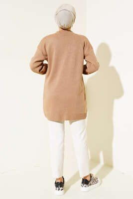 Kolları Taş Detaylı Triko Tunik Büsküvi - Triko Tunik