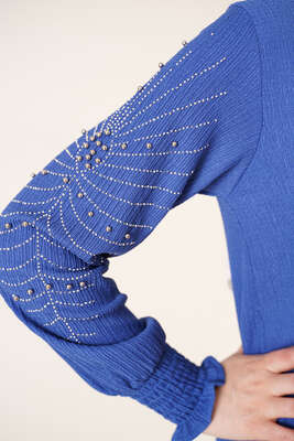 Kolları Taşlı Bürümcük İkili Takım İndigo - İKİLİ TAKIM