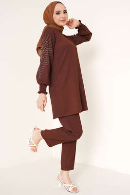 Kolları Taşlı Bürümcük İkili Takım Kahve 