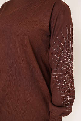 Kolları Taşlı Bürümcük İkili Takım Kahve - İKİLİ TAKIM