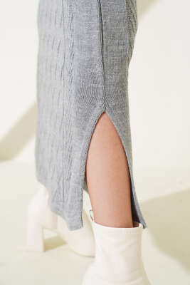 Kolluklu Elbiseli Triko İkili Takım Gri - Kadın Giyim Modelleri